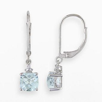 Stella Grace 10k White Gold Aquamarine and Diamond Accent Drop Earrings