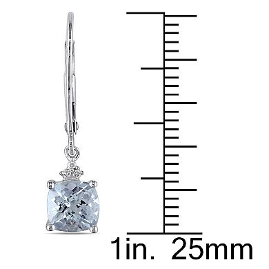 Stella Grace 10k White Gold Aquamarine and Diamond Accent Drop Earrings