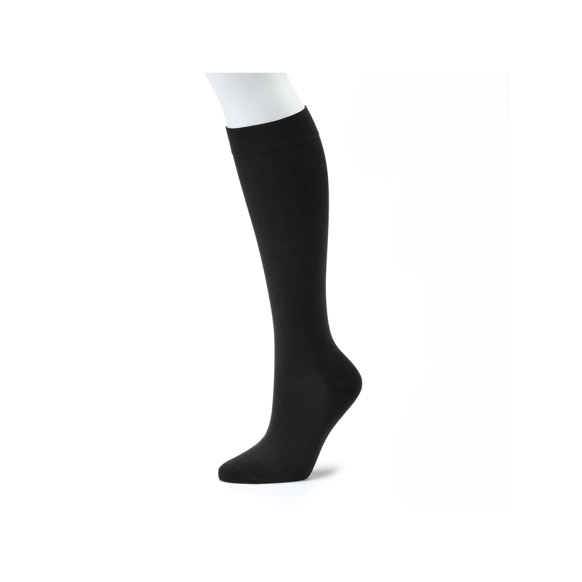 Dr. Motion Ribbed Compression Knee-High Socks, Womens, Size: 9-11, Black
