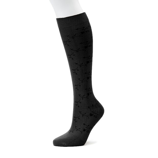 Ease Microfiber Mild Compression Knee High Socks - 15-20mmHg, Black, Large Short For Tired Achy Legs