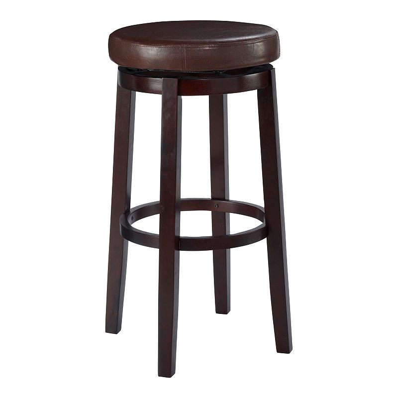 Maya Faux Leather Swivel Backless Barstool Brown - Linon