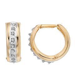 Diamond Fascination 14k Gold Greek Key Hoop Earrings