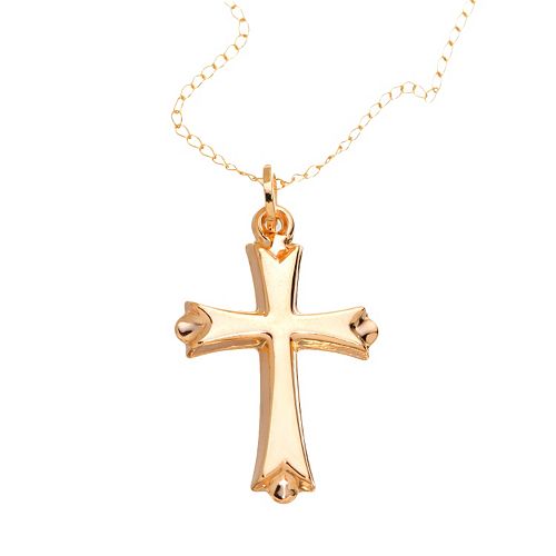 10k Gold Puffed Cross Pendant