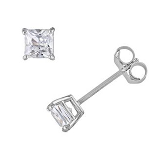Stella Grace 10k White Gold Lab-Created White Sapphire Square Stud Earrings