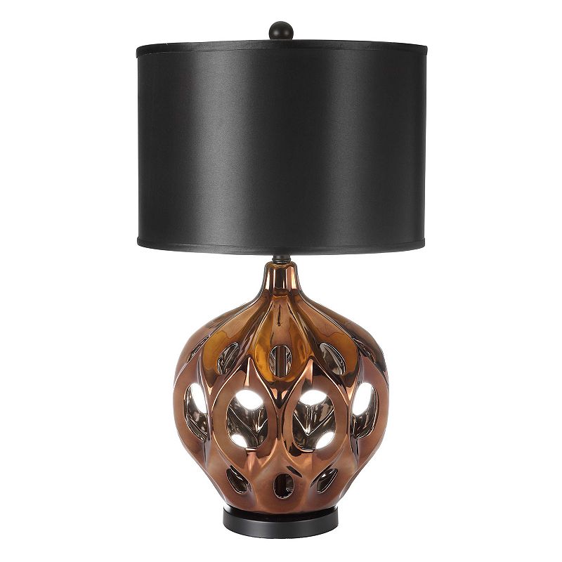 Safavieh Ceramic Table Lamp in Copper with Black Satin Shade