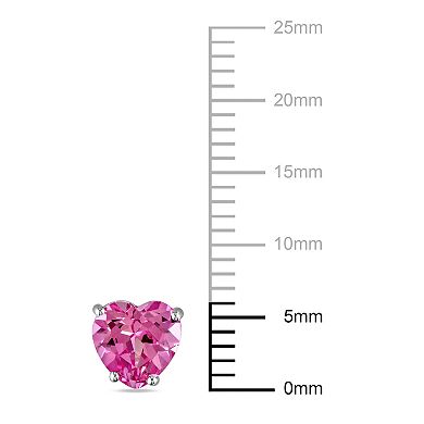 Stella Grace 10k White Gold Lab-Created Pink Sapphire Heart Stud Earrings