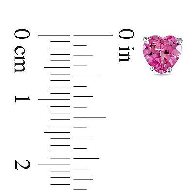 Stella Grace 10k White Gold Lab-Created Pink Sapphire Heart Stud Earrings