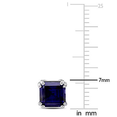 Stella Grace 10k White Gold Lab-Created Sapphire Square Stud Earrings