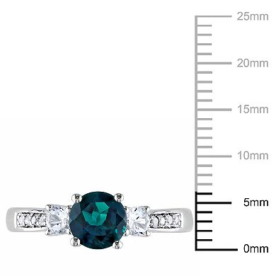 Stella Grace 10k White Gold Lab-Created Emerald, Lab-Created White Sapphire and Diamond Accent 3-Stone Ring