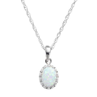 Designs by Gioelli Sterling Silver Lab-Created Opal Oval Pendant