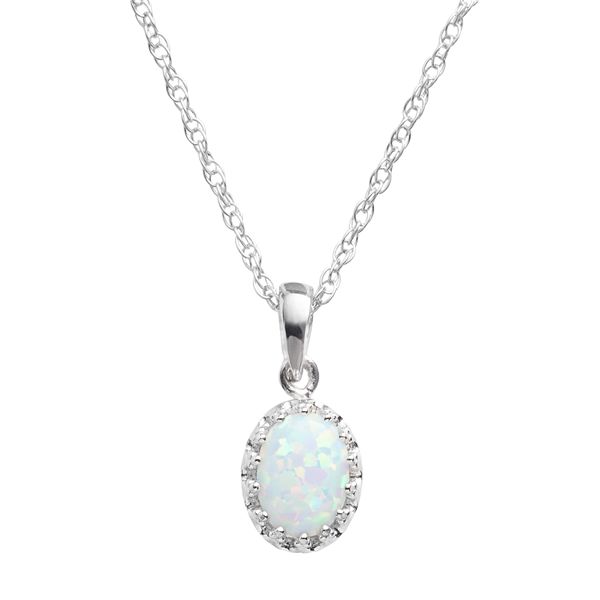 Designs By Gioelli Sterling Silver Lab-created Opal Oval Pendant