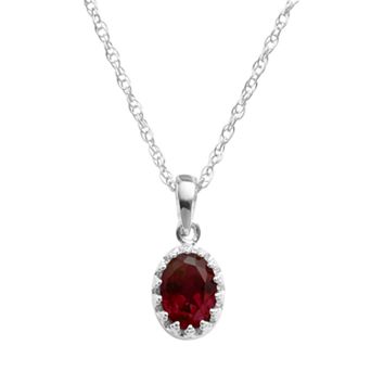Designs by Gioelli Sterling Silver Garnet Oval Pendant