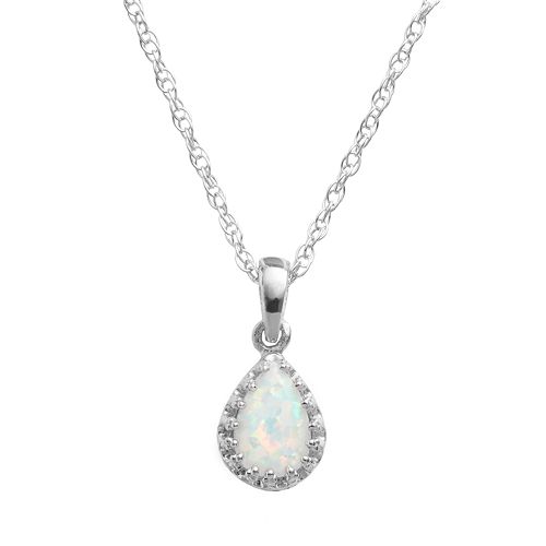 Tiara Sterling Silver LabCreated Opal Teardrop Pendant