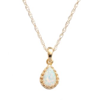 Designs by Gioelli 14k Gold Over Silver Lab-Created Opal Teardrop Pendant