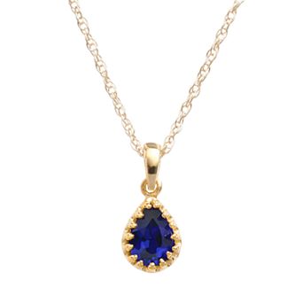 Designs by Gioelli 14k Gold Over Silver Lab-Created Sapphire Teardrop Pendant