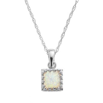 Designs by Gioelli Sterling Silver Lab-Created Opal Square Pendant