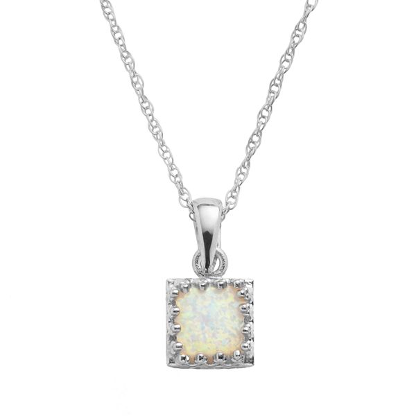 Designs by Gioelli Sterling Silver Lab-Created Opal Square Pendant
