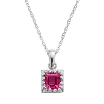 Designs by Gioelli Sterling Silver Lab-Created Ruby Square Pendant