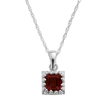 Designs by Gioelli Sterling Silver Garnet Square Pendant