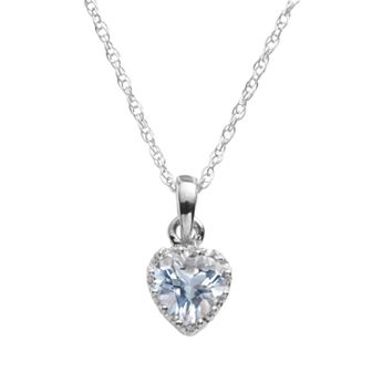 Designs by Gioelli Sterling Silver Lab-Created Aquamarine Heart Crown Pendant