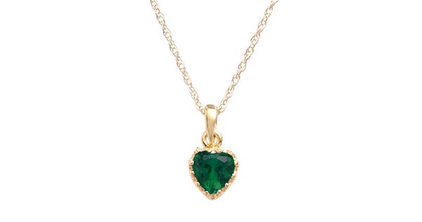 Tiara 14k Gold Over Silver Lab-Created Emerald Heart Crown Pendant