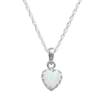 Designs by Gioelli Sterling Silver Lab-Created Opal Heart Crown Pendant