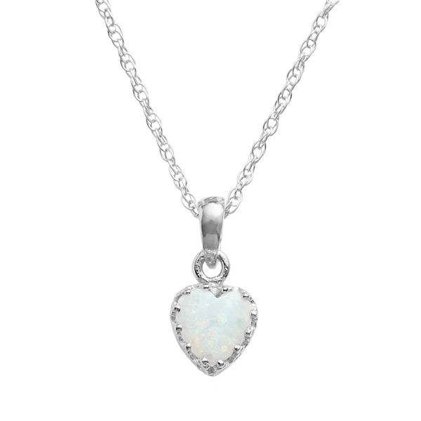 Designs by Gioelli Sterling Silver Lab-Created Opal Heart Crown Pendant