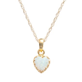 Designs by Gioelli 14k Gold Over Silver Lab-Created Opal Heart Crown Pendant
