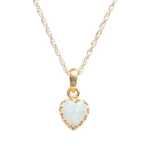 Tiara 14k Gold Over Silver Lab-Created Opal Heart Crown Pendant
