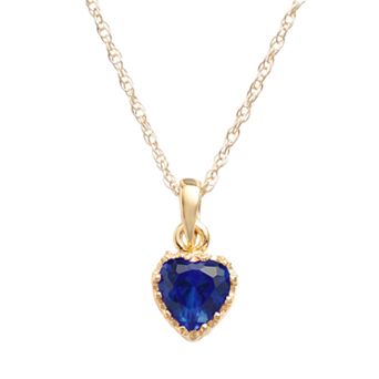 Designs by Gioelli 14k Gold Over Silver Lab-Created Sapphire Heart Crown Pendant