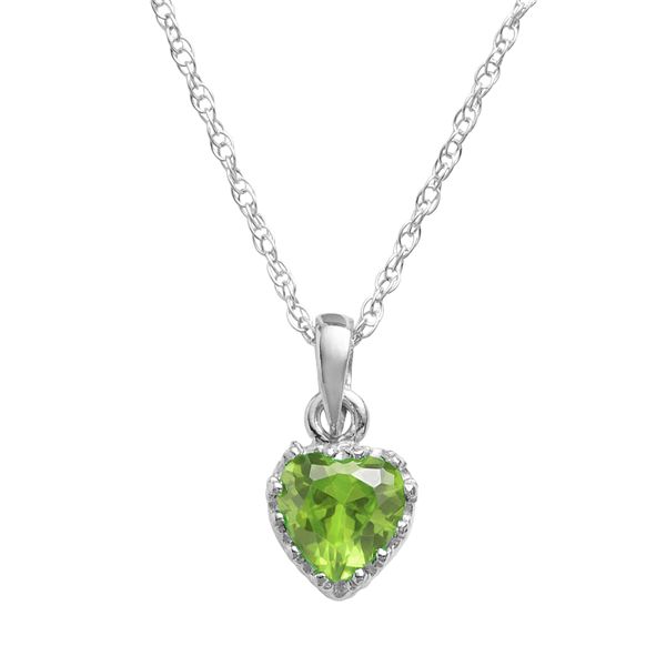 Designs by Gioelli Sterling Silver Peridot Heart Crown Pendant