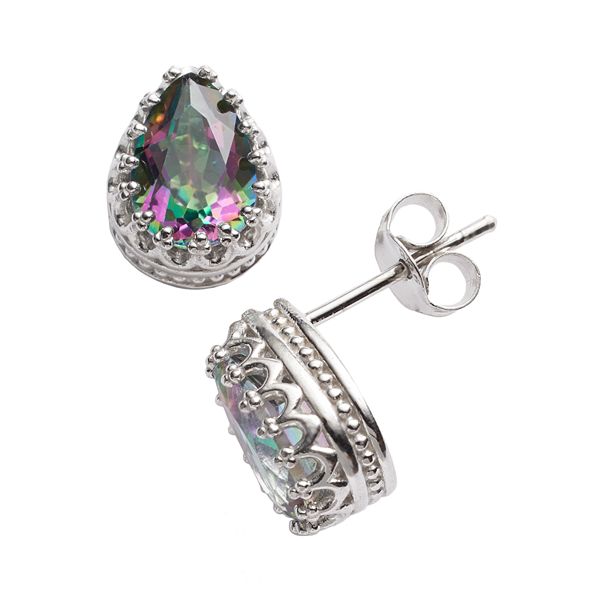 Designs by Gioelli Sterling Silver Rainbow Quartz Crown Stud Earrings