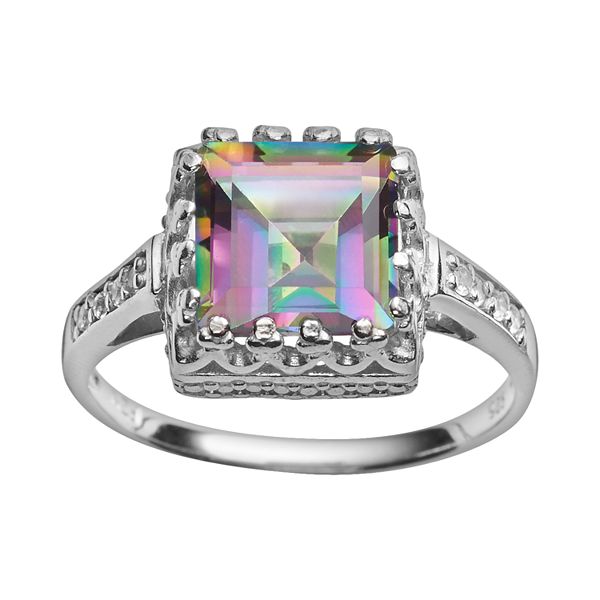 Rainbow quartz engagement on sale ring