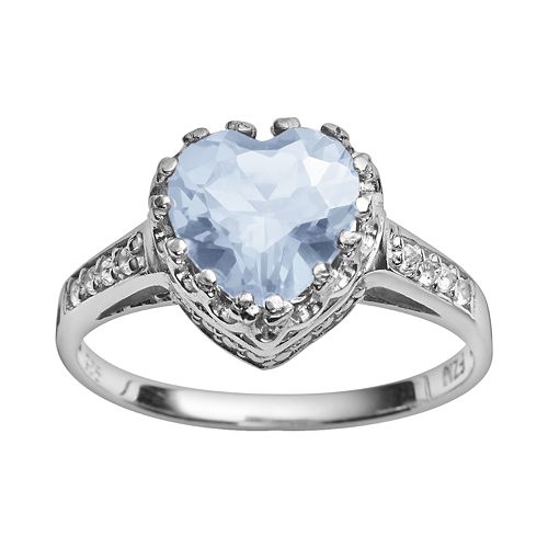 Sterling Silver Lab-Created Aquamarine & Lab-Created White Sapphire ...