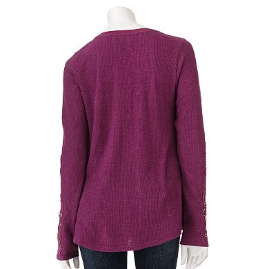 Sonoma Goods For Life® Crocheted Thermal Henley - Women's
