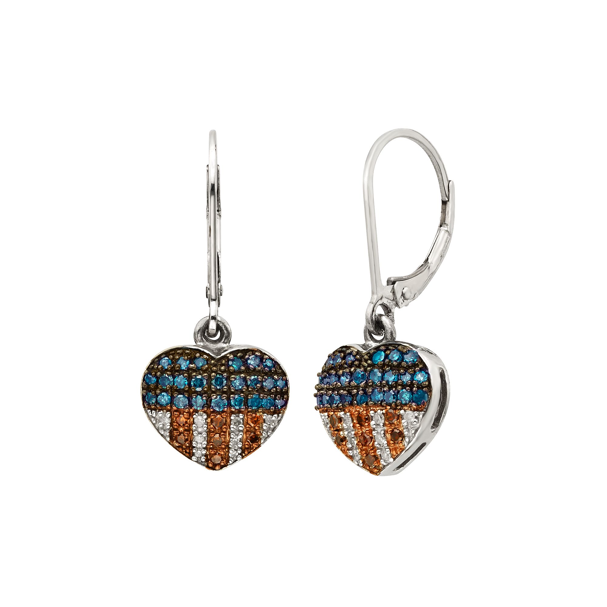 Jewelexcess Sterling Silver 1/4-ct. T.W. Red, White and Blue Diamond Americ