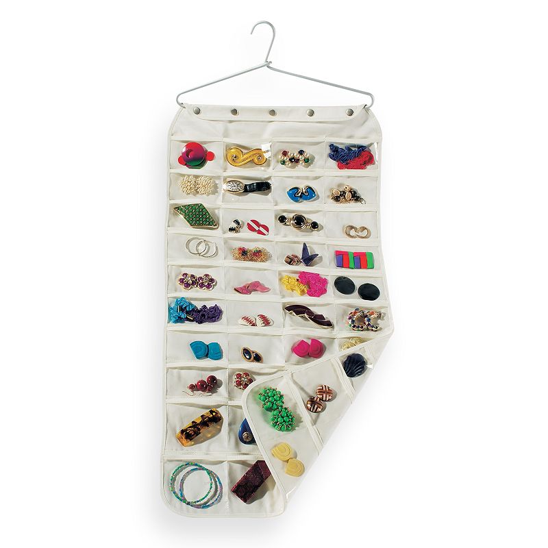 Household Essentials 80-Pocket Hanging Jewelry Bag, Adult Unisex, Natural