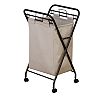 Household Essentials Rolling Pop Up Hamper Drawstring Closure With Shoulder Strap And Removable Wheels Black