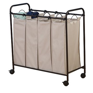 Household Essentials Rolling Quad Laundry Hamper