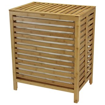 Household Essentials Bamboo Open-Slat Laundry Hamper