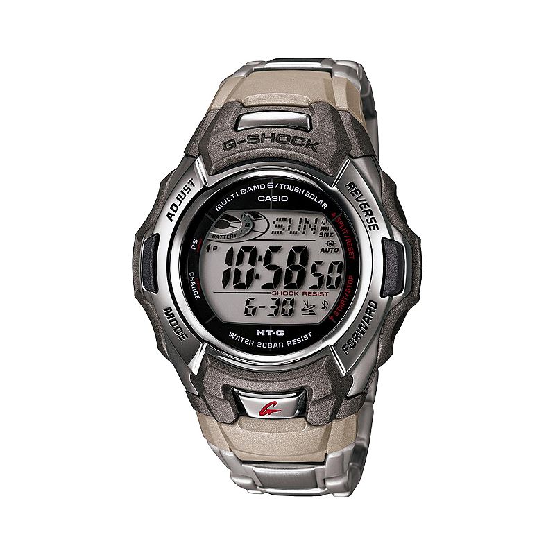 Casio Men's G-Shock Tough Solar Atomic Stainless Steel Digital Chronograph Watch - MTGM900DA-8, Silver