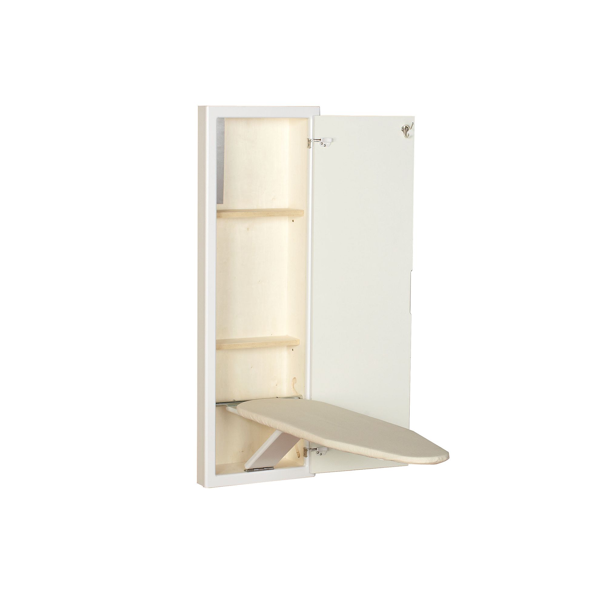 StowAway Wall-Mounted Ironing Board & Cabinet, Adult Unisex, White Natural