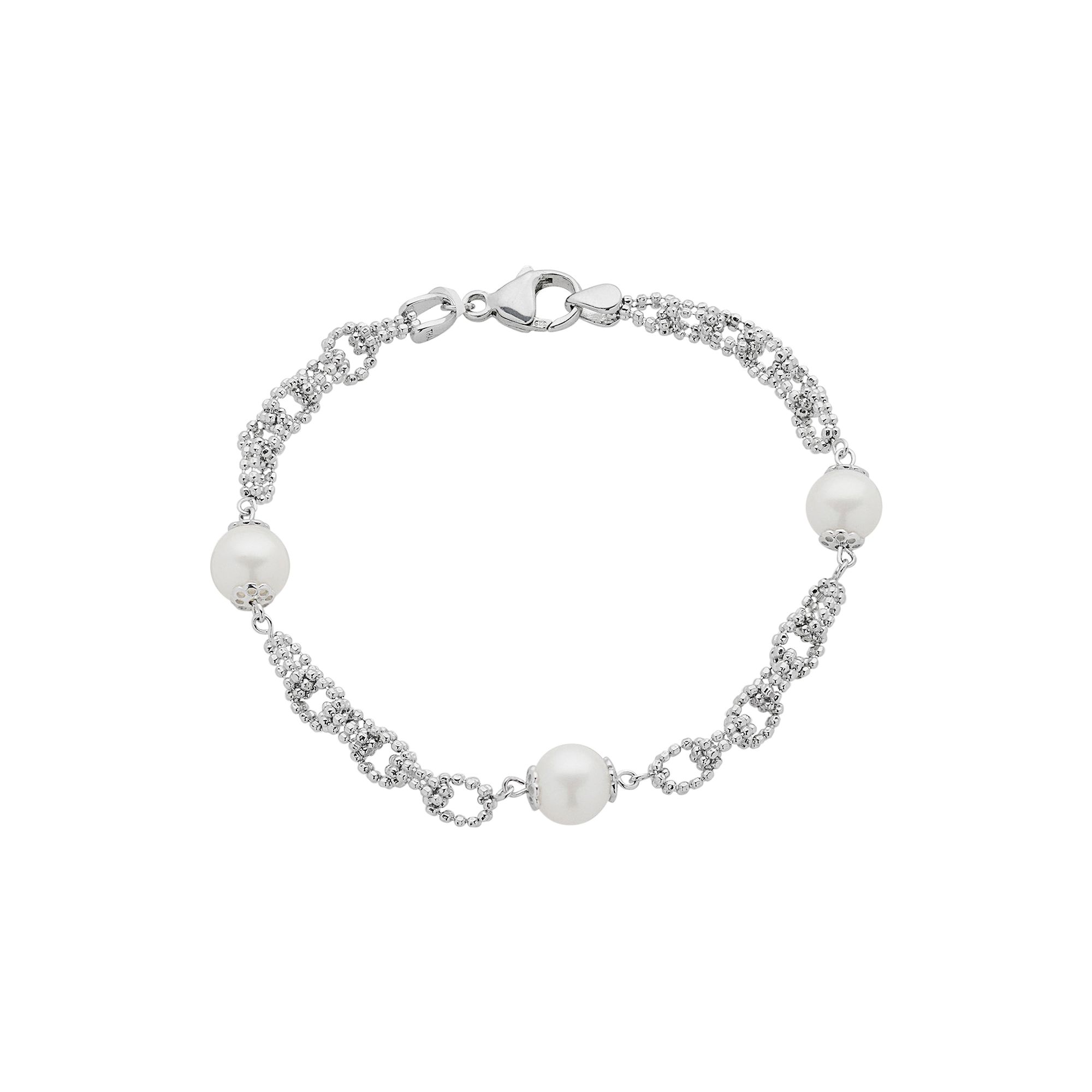 Sterling Silver Freshwater Cultured Pearl Bracelet, Womens, Size: 7.5, 