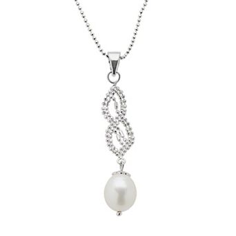 PearLustre by Imperial Sterling Silver Freshwater Cultured Pearl Twist Pendant