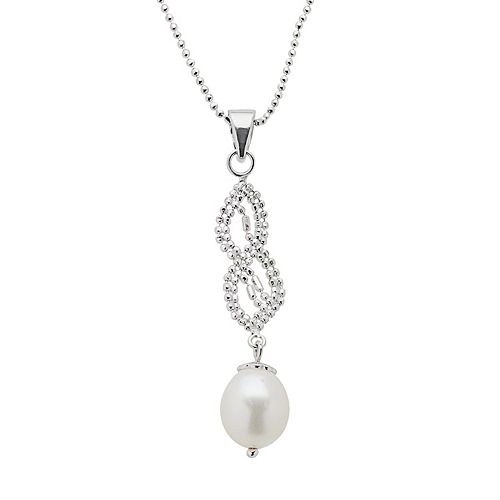 Sterling Silver Freshwater Cultured Pearl Twist Pendant