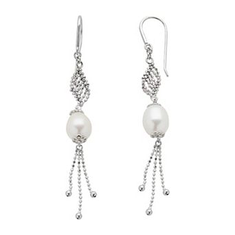 PearLustre by Imperial Sterling Silver Freshwater Cultured Pearl Twist Drop Earrings