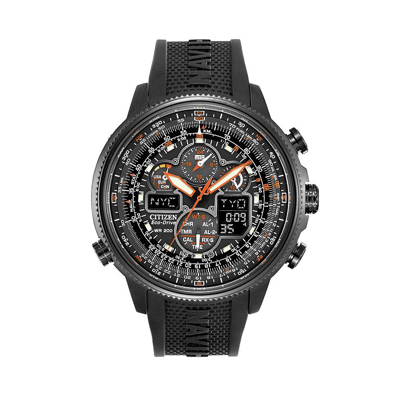Citizen Men's Eco-Drive Navihawk A-T Analog & Digital Atomic Chronograph Watch - JY8035-04E, Black