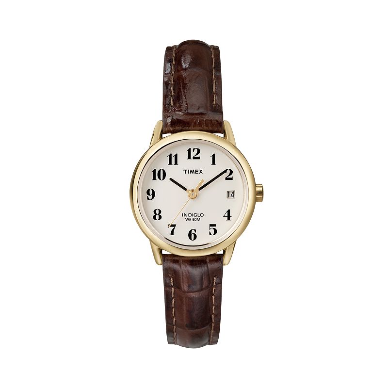 timex women's leather watch - t20071kz, size: small, brown