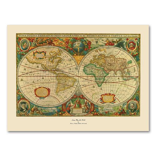 Old World Map Painting Canvas Wall Art