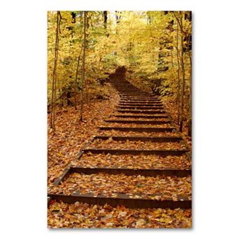 Fall Stairway 24" x 18" Canvas Wall Art by Kurt Shaffer